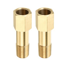 M METERXITY 2 Pack Extension Connector Pipe Fitting - Brass Hex Coupling, Converter Adapter, Apply to Industrial Use, (G1/4 Female to G1/4 Male 50mm, Golden)
