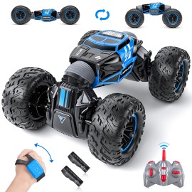 Powerextra 4WD 2.4GHz Double-Sided Rotating RC Stunt Car Remote Control Off-Road Toy Child