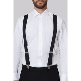 Komonee Black Braces Suspenders Adjustable Unisex Trouser Shirt Pull Up Clothing Accessory Y Back Shaped For Casual Or Workwear Comfortable With Metal Clips For Men & Women