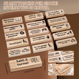 Wooden Stacking Tower Game, 48 Wooden Blocks, Truth or Dare Game with Questions and Challenges