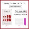 Christmas Press On Nails Almond Medium, 24pcs Christmas Fake Nails