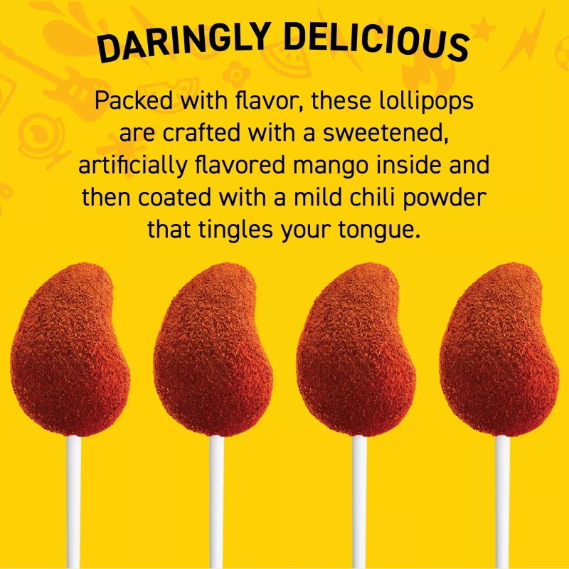 Vero Chili Pepper Powder Covered Mango Candy Lollipops Bag 40pcs