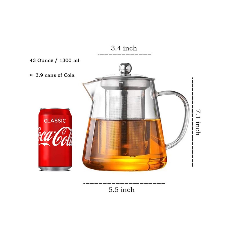 Glass Teapot with Infuser Tea Pot 32oz/43oz Tea Kettle Stovetop