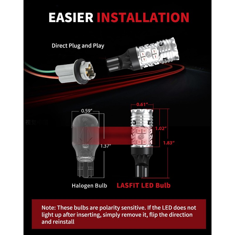 LASFIT Upgraded Red 921 912 T15 CANBUS Ready Error Free