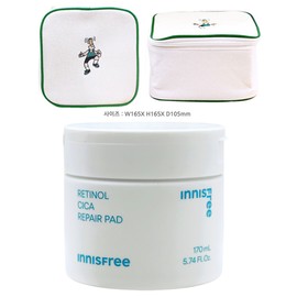 Innisfree Retinol Cica Trace Pads 60 sheets + Play Green Cosmetic Pouch (Green) / 이니스프리 레티놀 시카 흔적 패드 60매+플레이그린 화장품 파우치 (그린)