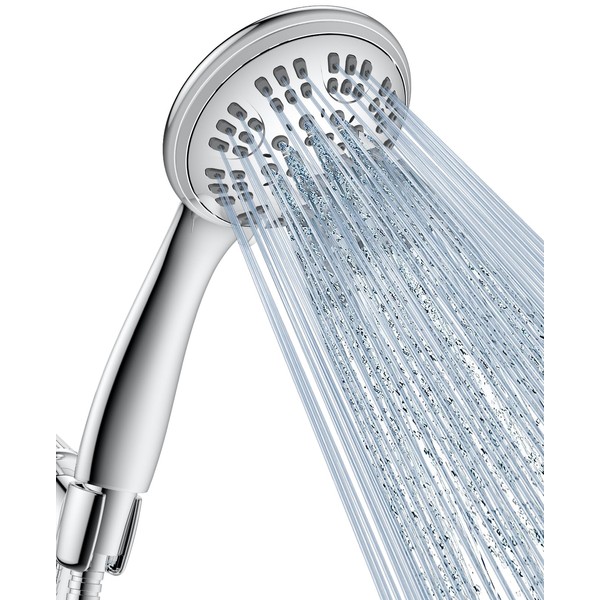High Pressure 6 Functions Shower Head with Handheld Eco-Performance Handheld Shower Head Removable Shower Head with 60-Inch Metal Hose Adjustable Shower Bracket Tool-less 1-Min Installation