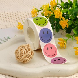 Smiley Face Stickers, 500 PCS Happy Face Stickers, 1 Inch Multicolor Happy Faces Decal Sticker for Kids, Self-Adhesive Incentive Reward Behavior Chart Sticker for Students Teachers Classroom Supplies