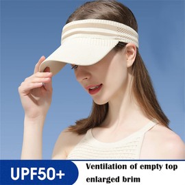 Bakicey Damen Sonnenschild Visor Sonnenhut mit großer Krempe Mode Damen Visor Cap Sonnenschutz Schweißabsorbierend Baseball Kappe Sommerhut für Outdoor Sport Strand Hut Golf Tennis 52-60cm (Schwarz)