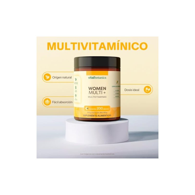 Vitaminas Mujer con Colageno Hidrolizado, Acido Folico VITAL BOTANICS