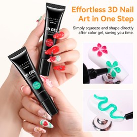 Makartt 3D Sculpting Gel for Nail Art Kit: 3D Nail Gel for Nail Art, 15ml No Wipe Gel Polish for Molding Drawing, Embossed Gel for Nail DIY Manicure - Glistening Cheer & Tinsel Green (2PCS)