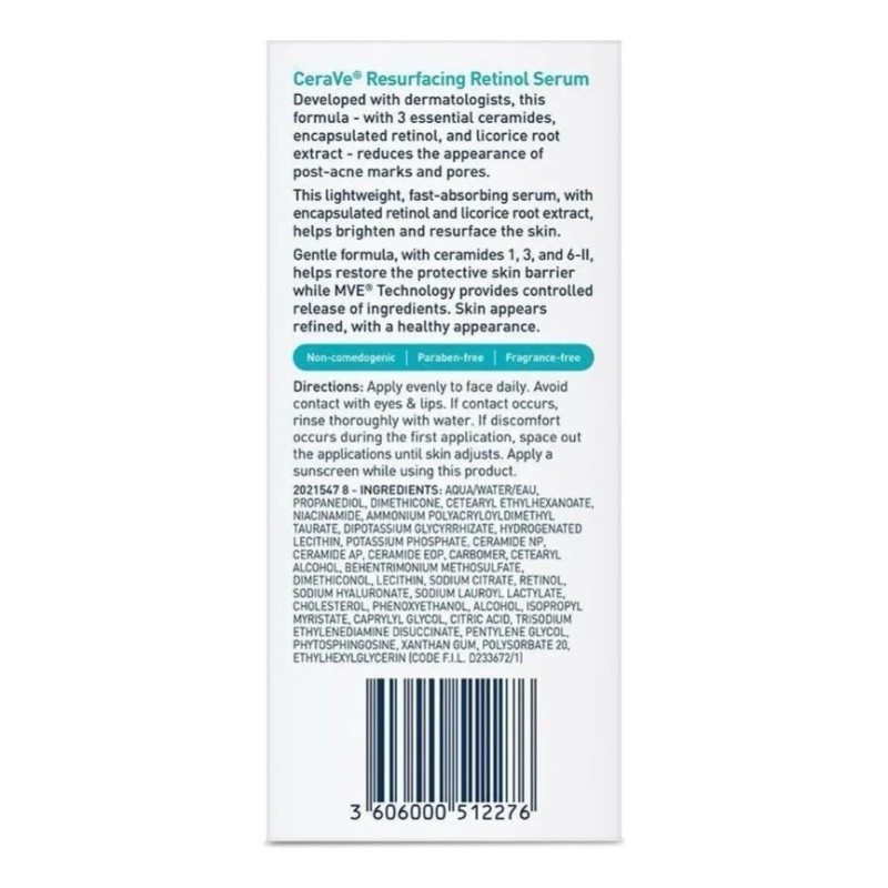 Cerave Serum Retinol Encapsulado 30ml Antimanchas Facial Grasa Noche