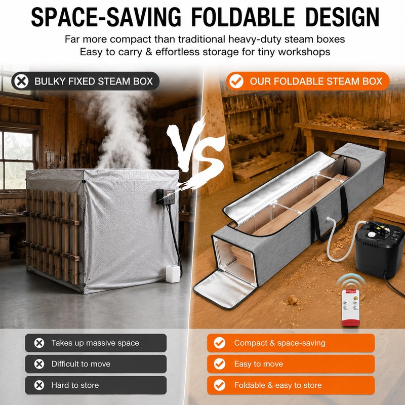 Steam Generator Wood Steamer for Bending Wood, 63" Foldable Steam