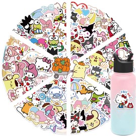 100PCS Kawaii Sanrio Stickers Kids Stickers Pack Cute Cartoon Melody Kuromi Kitty Deals for Kids Girl Teens Waterproof Vinyl Water Bottles Laptop Sticker for Party Décor School Reword for Kid (SL100)
