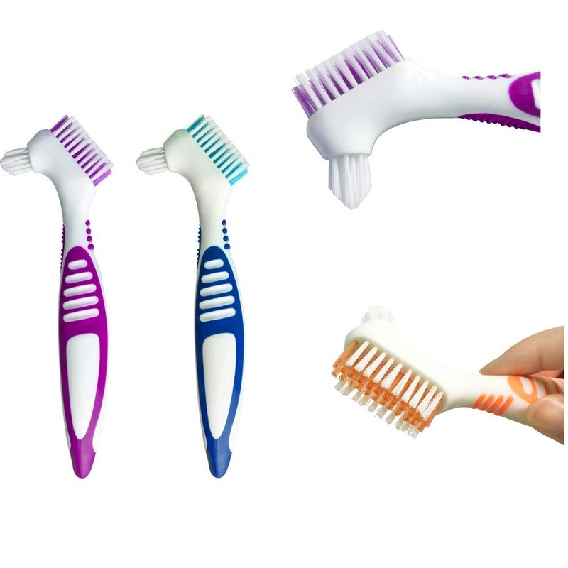 qiangXINGYai 3 Pcs Denture Cleaning Brush Portable Cleaning Brush False