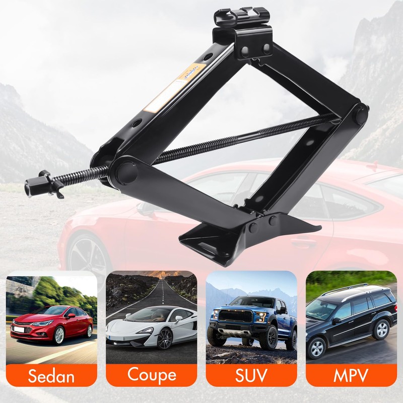 Scissor Car Jack 3 Ton (6610 lbs) Tire Changing Kit