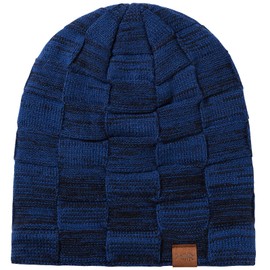 BASSDASH Winter Slouchy Beanies Thick Fleece Lined Skull Cap for Men Women Warm Knitting Hat Prussian Blue