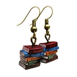 Antique Stacking Books Dangle Earrings, Lovely Vintage Books Earrings for Librarian Teacher Preppy Students Novelty Teachers Day Retro Jewelry Gift (Earrings)