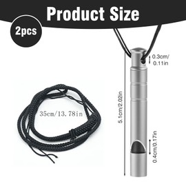 Pack of 2 whistle, loud emergency, whistle, emergency whistle, signal whistle, titanium alloy material, 120 dB high volume, suitable for outdoor camping, survival, hiking in the wild and other