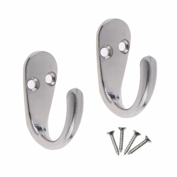 Select Hardware HK0209B 2X Single Robe Coat Hooks with Screws,