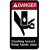 I Make Decals™ - Danger Crushing Hazard Keep Hands Clear Decal Sticker Placard 2.55" W X 4.45" H