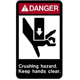 I Make Decals™ - Danger Crushing Hazard Keep Hands Clear Decal Sticker Placard 2.55" W X 4.45" H