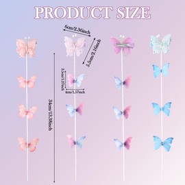 ANBALA 6PCS Tassel Butterfly Hair Clips for Girls Cute Butterfly Hair Accessories with Pearls, Exquisite Hairpins for Women Birthday, Wedding Party