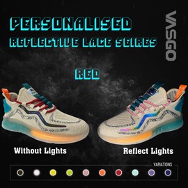 VASGO Round Shoe Laces Reflective For Sneakers (Red, 59inches/150cm)