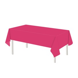 Laroder 4 Pack Hot Pink Tablecloth Disposable Table Cover for Picnic Birthday Outdoor Dark Pink Plastic Table Cloths Magenta Tablecloth for 6 to 8 Foot Rectangle Tables 54 x 108 Inch