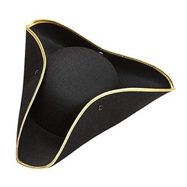 Tricorn Felt - Black Pirate Hats Caps & Headwear for Fancy Dress Costumes Accessory