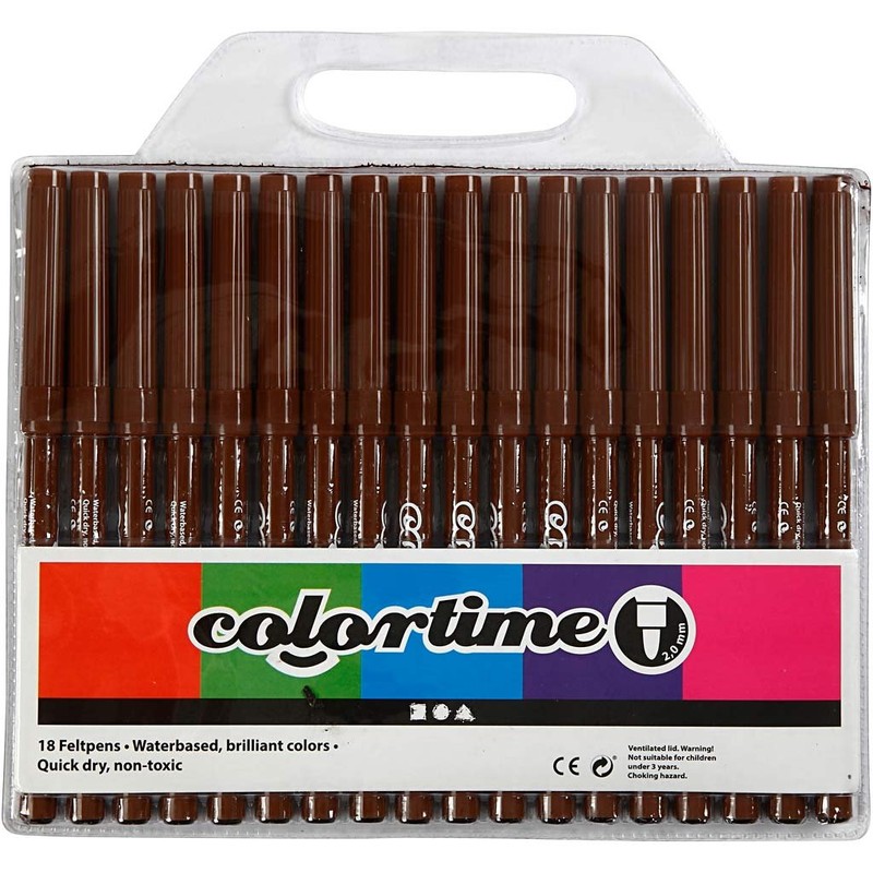 Colortime Drawing pens, Brown, One Size