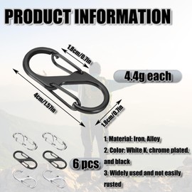 6PCS Luggage Locks Set, Stainless Steel Carabiner Clips, Essential Anti-Theft Bag Accessories with Carabiner Clips and Zipper Pulls for Traveling, Backpacking, Tent, Purse, and Luggage ﻿