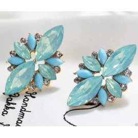 Pendientes vintage estilo retro de espuma de mar verde menta turquesa Tiffanyess azul ópalo diamantes de imitación boda novia dama de honor graduación cluster