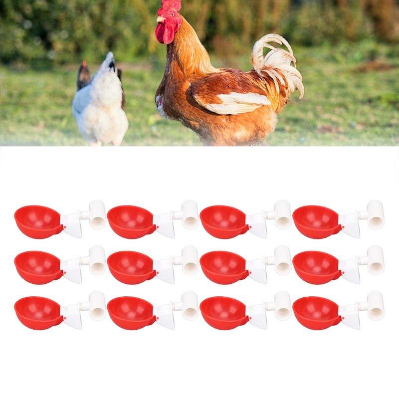 12 Sets Chicken Watering Cup with Tee Connector Automatic Feeding
