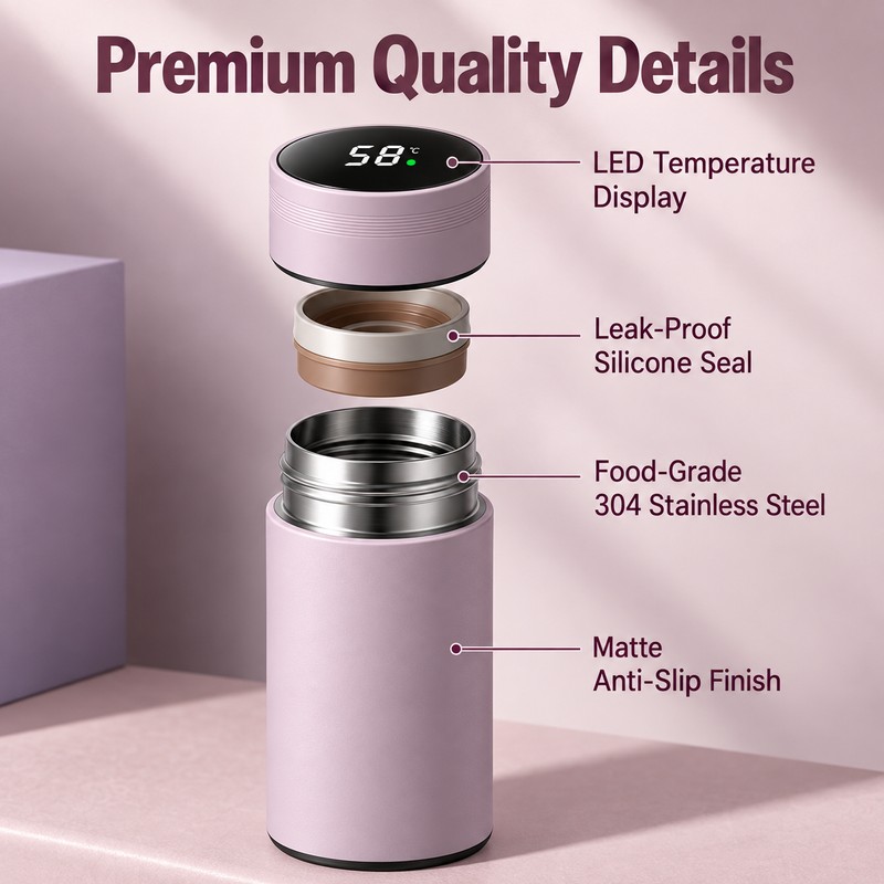 500ml Temperature Display Thermos Cup for Drinks – Stainless Steel
