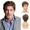 Brown Wig for Men, Fluffy Brown Men's Wig with Fringe,