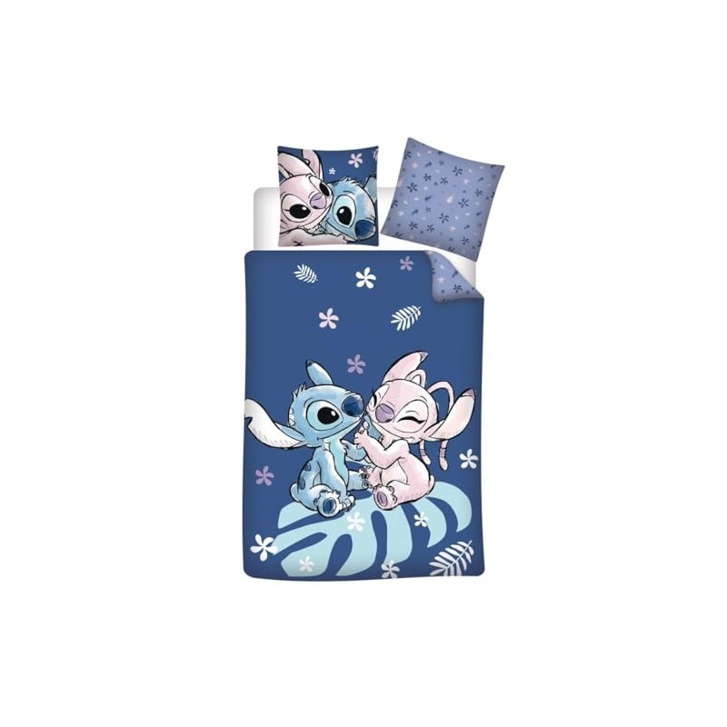 Stitch & Angel Leaf Bedding Set, Reversible Duvet Cover 140