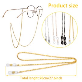 JSUOEO Pack of 5 Women's Glasses Chain, Sunglasses, Mask Chain, Metal Glasses Strap, Elegant Glasses Holder, Glasses Cord (5 Colours), Multicoloured