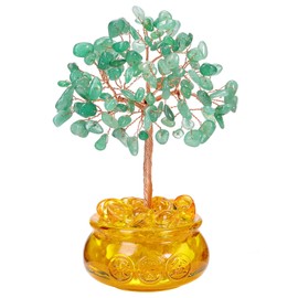 Jovivi Green Aventurine Crystal Tree Healing Crystals Gemstones Tree of life Spiritual Crystal Gifts for Women,Money Tree Feng Shui Ornament With Golden Cornucopia Base For Lucky Wealth Prosperity
