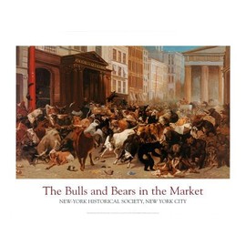 The Bulls and Bears in the Market Art Poster Print by William Holbrook Overall Size: 36x27 Image Size: 19.5x31.25