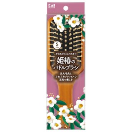 Kai KQ3258 Hair Brush, Princess Camellia Paddle Brush, Small, Mini Size, Compact, Portable, Wooden Scalp, Massage
