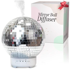 Mirror Ball Diffuser – Cute Essential Oil Diffuser and Humidifier for Home, 2 Timer Modes, Mirror Ball Eclectic & Maximalist Room Decor, Disco Gift