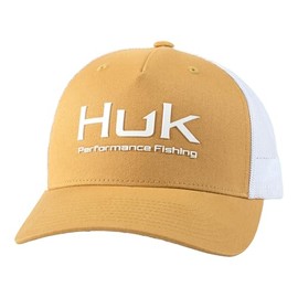 HUK Men's Standard Trucker, Anti-Glare Snapback Hat Performance Fishing-Sand Piper