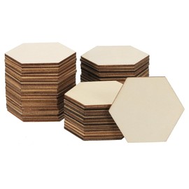 PATIKIL 60 mm Wooden Pieces, Pack of 50 Hexagonal Wooden Shapes Blanks Wooden Ornaments Natural for Christmas Craft Projects