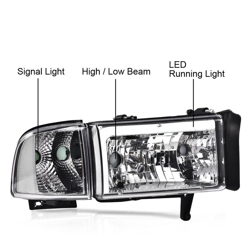 DOTCOM LED Headlights, Compatible with 1994-2001 Dodge Ram 1500/1994-2002 Ram