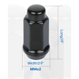 Nemtor M14x2 Wheel Spike Lug Nuts 24PCS Black Lug Nut Closed 1.9"(48.3mm) Long for Expedition for F-150 for F-150 Heritage for Mark LT for Navigator