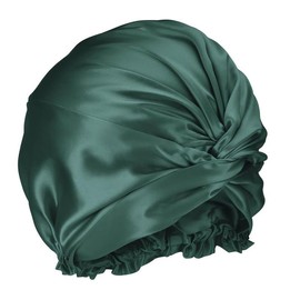 Blissy Silk Bonnet - 100% Pure Mulberry Silk - 6A Grade 22-Momme - Turban - Classic Standard Size:_Emerald