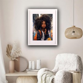 TUTUMAY21 Black Woman 5D Full Round Drill Diamond Art Painting Kits by Number for Adults Beginner Diamond Art Painting Acrylic Beads Art Crystal Embroidery 12x16inch