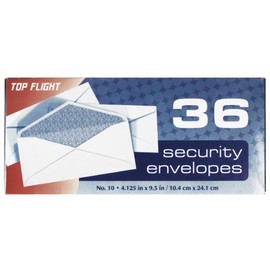 Top Flight #10 Security Envelopes 4.125 x 9.5-Inches (Pack of 12)