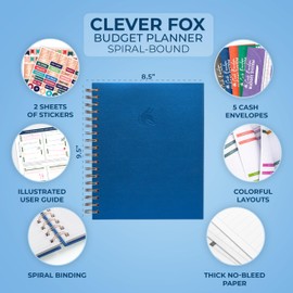Clever Fox Budget Planner – Coiled Budget Book with Colorful Pages, Monthly Financial Planner, Budgeting Organizer & Expense Tracker Notebook, Finance Journal, 8.5x9.5″ Hardcover – Mystic Blue