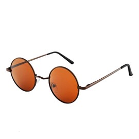 BangLong Sunglasses Unisex Round Polarised Retro Vintage Sunglasses, Mirrored Lenses - brown